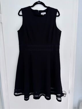 Calvin Klein Black Sleeveless A-Line Midi Dress